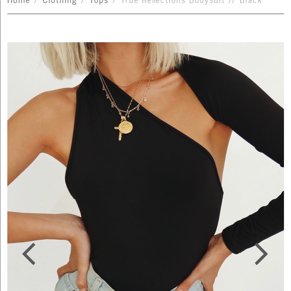 Asymmetric black bodysuit - true reflections